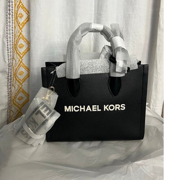 MICHAEL KORS Mirella Small Pebbled Leather Crossbody Shopper Tote Bag NWT - Picture 1 of 4